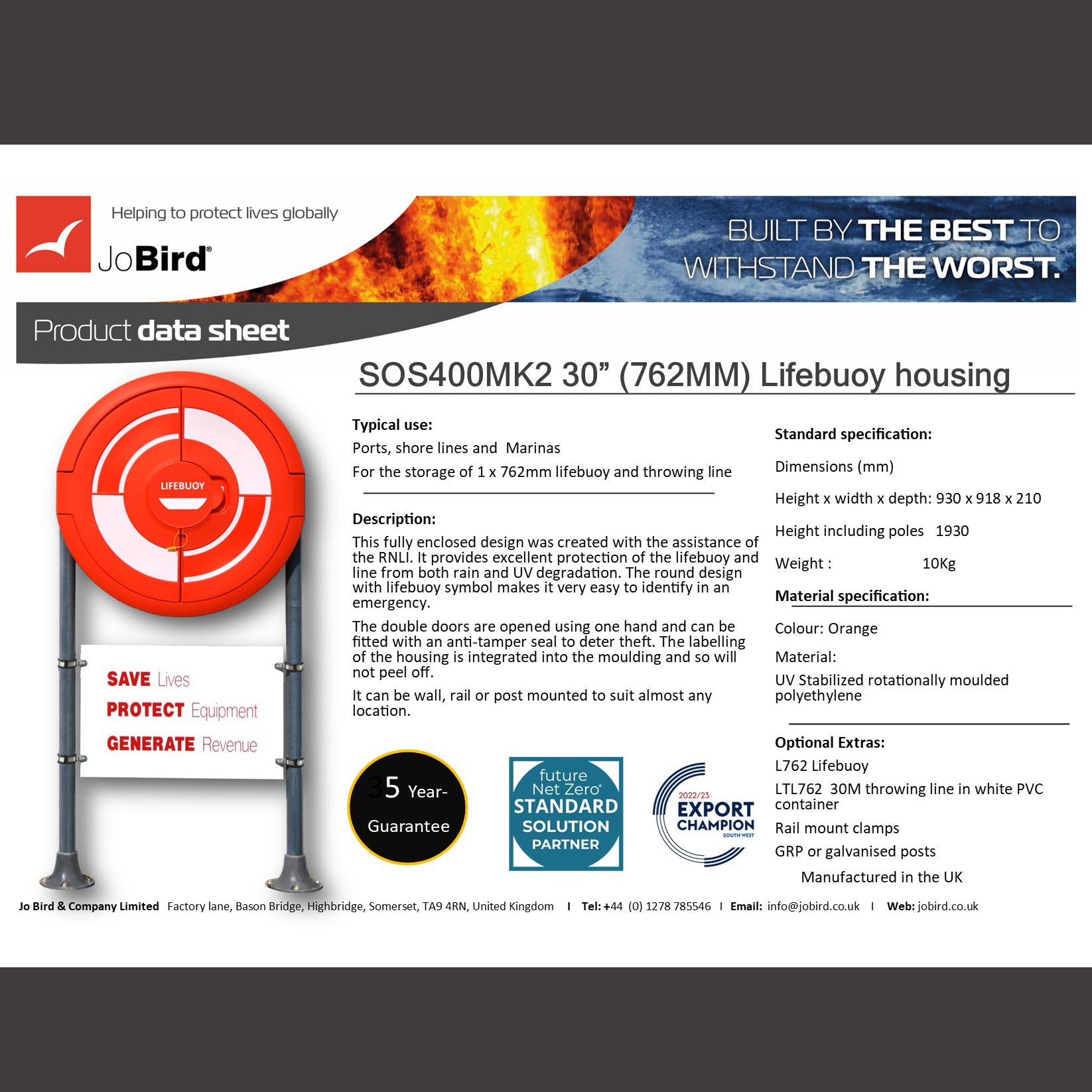 SOS400 30" Lifebuoy housing datasheet