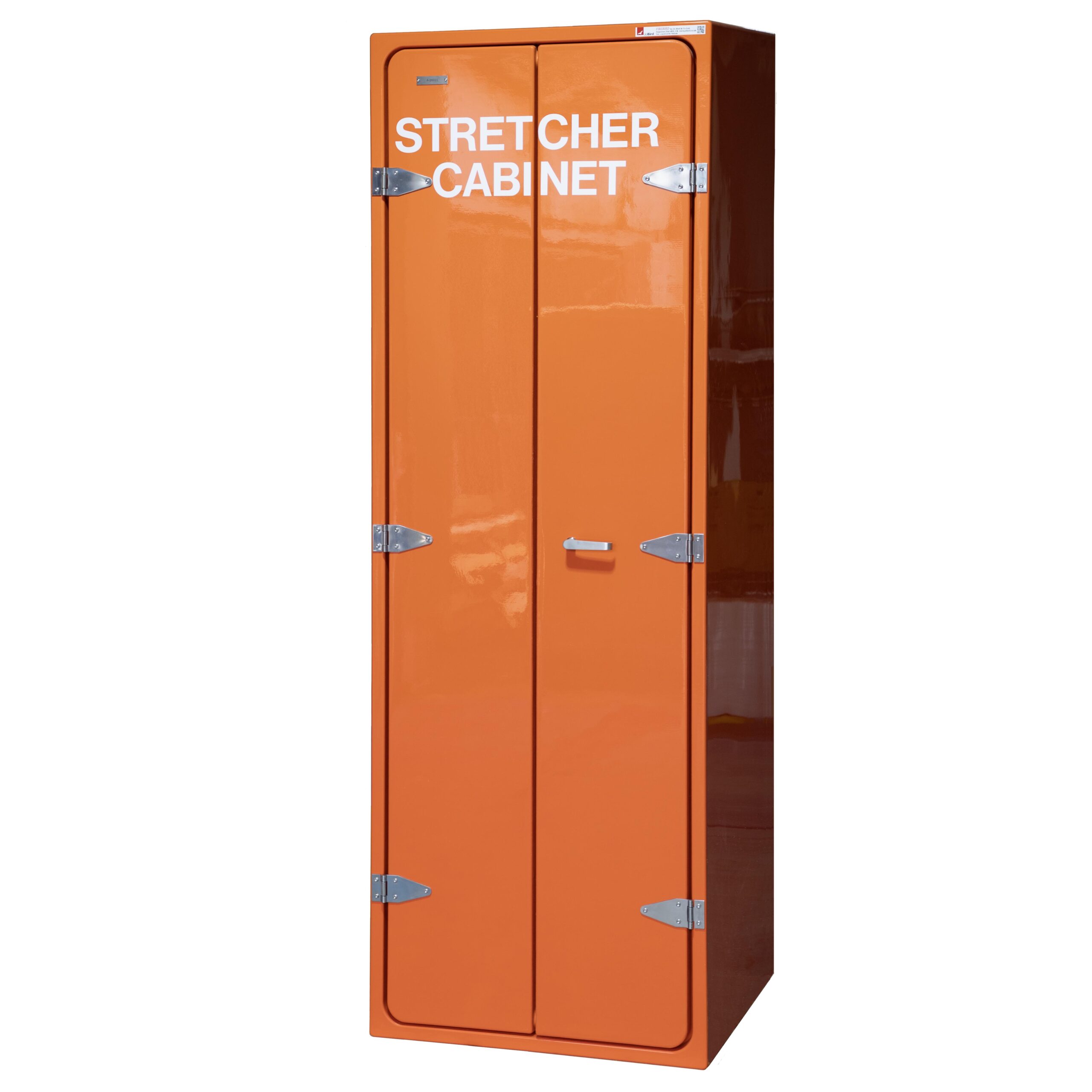 JB38.700 Stretcher cabinet by JoBird. This version is fitted with double interlocking doors. This makes it ideal for confined spaces where there isn't much room in front of the cabinet.