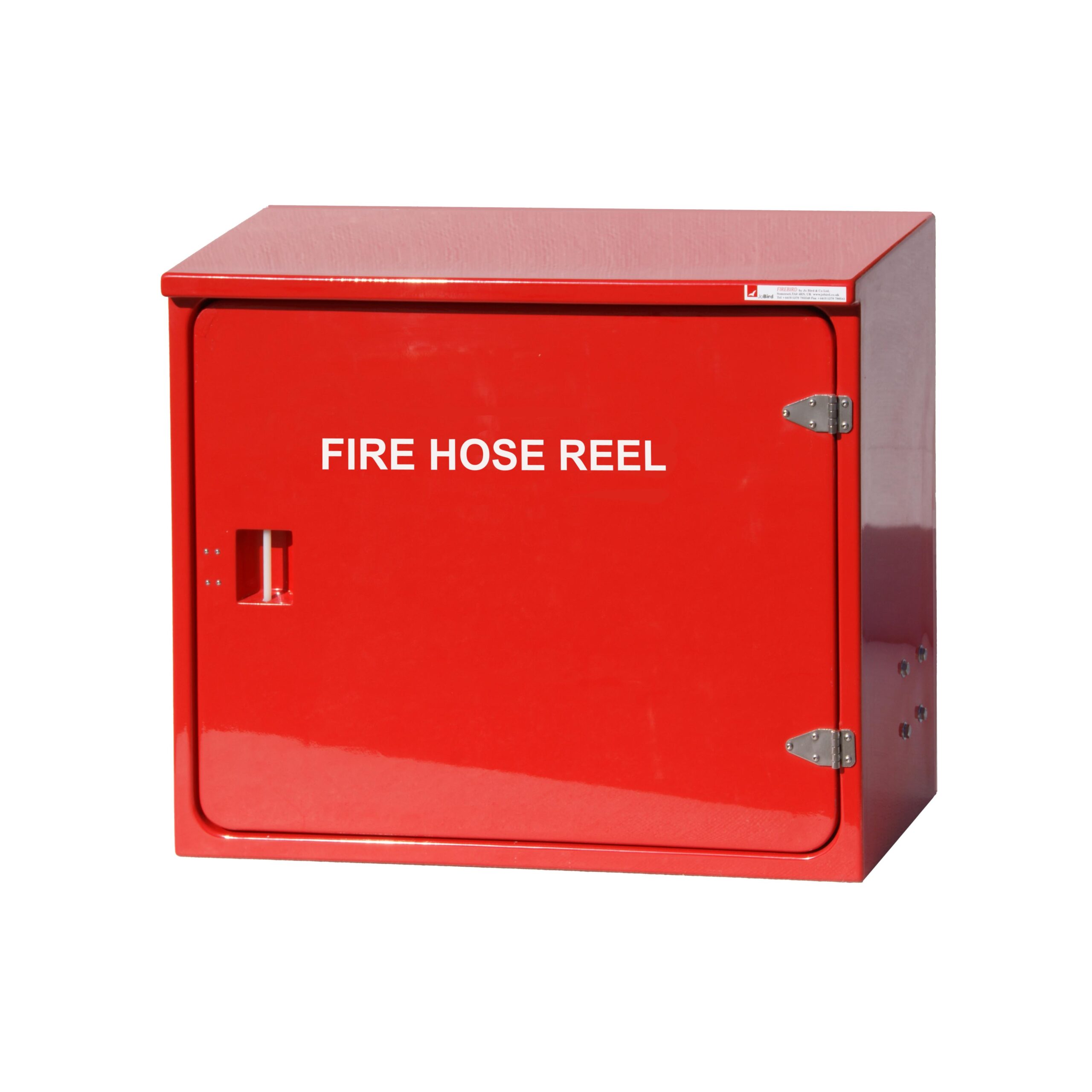 JB54HS Fire hose reel cabinet by Jo Bird. Shown in red RAL 3000