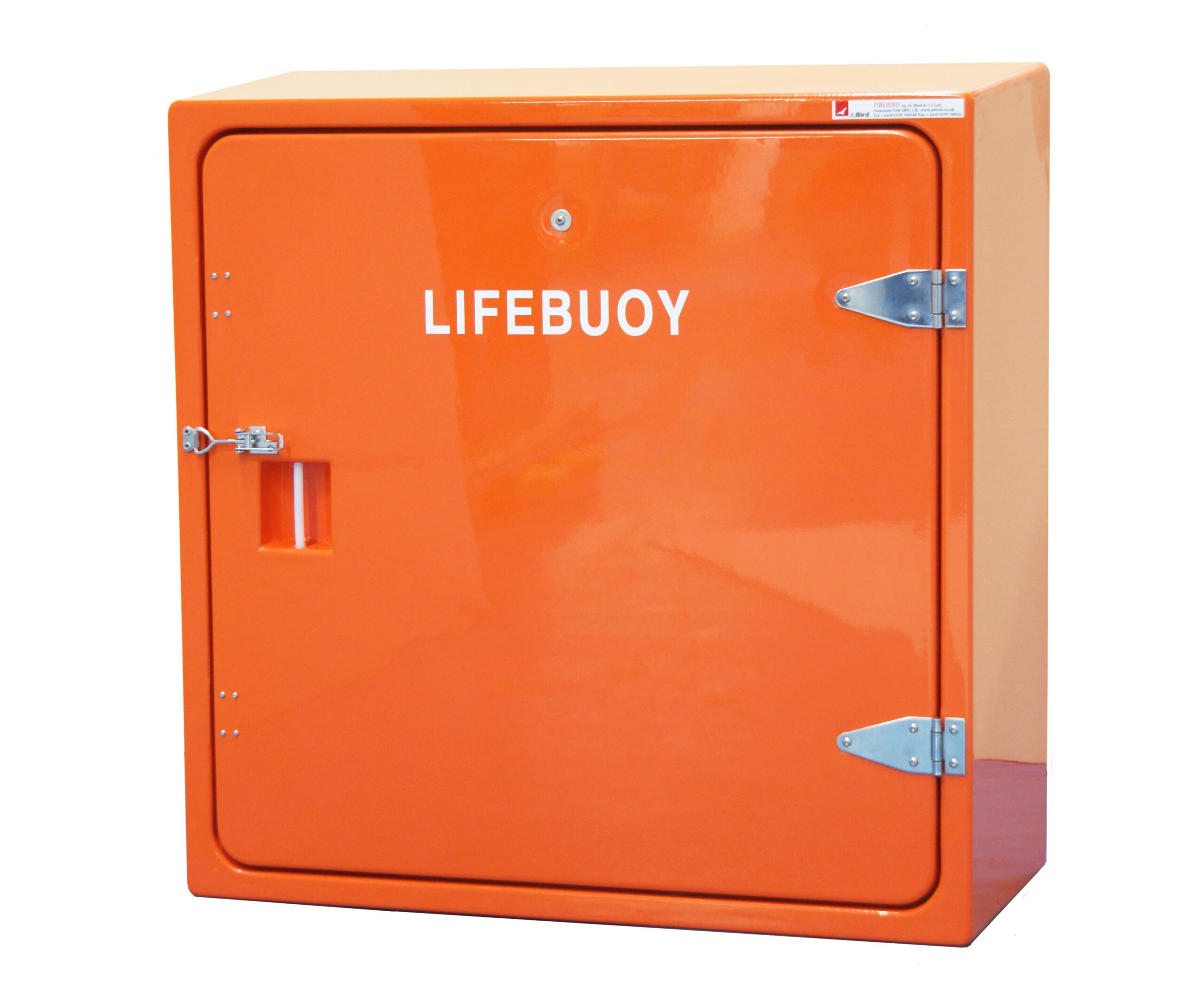 JB15.400 Lifebuoy housing by Jo Bird. Shown in orange RAL 2009