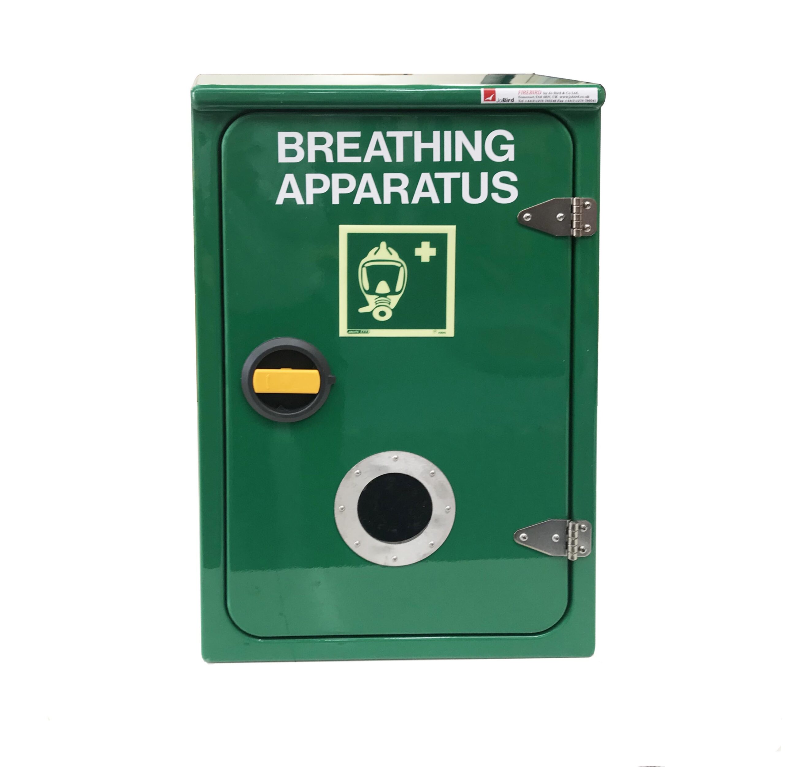 JB83BA in green RAL 6029 with window and stainless steel bezel