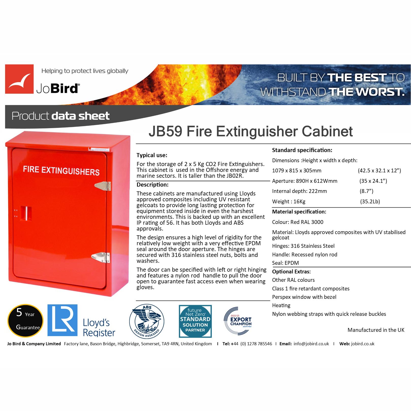 2 x 5Kg CO2 Fire extinguisher Cabinet (JB59) - Image 2