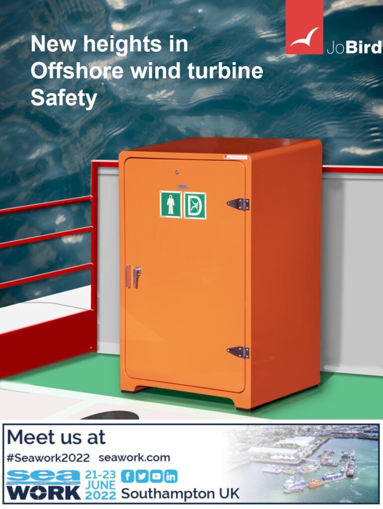 JB29 Shown on top of a wind turbine securely mounted on the helihoist platform.