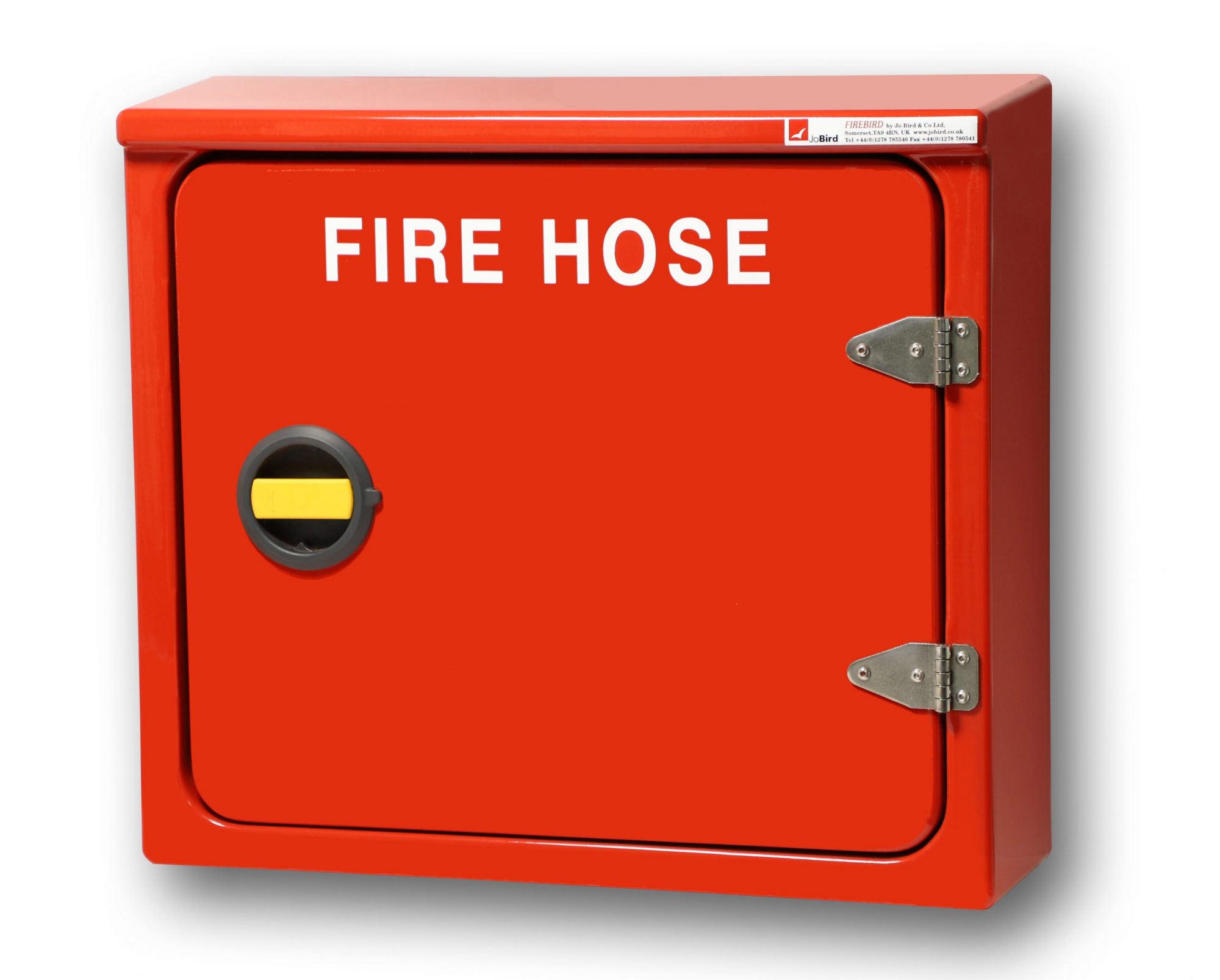 JB16R fire hose cabinet by Jo Bird shown in red RAL 3000
