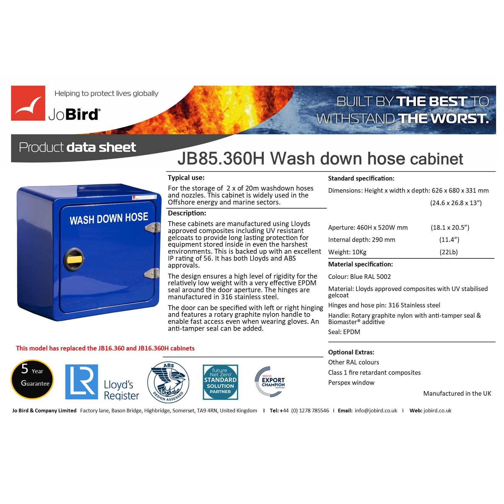 2 x 20M Wash down hose cabinet (JB85.360H) - Image 3