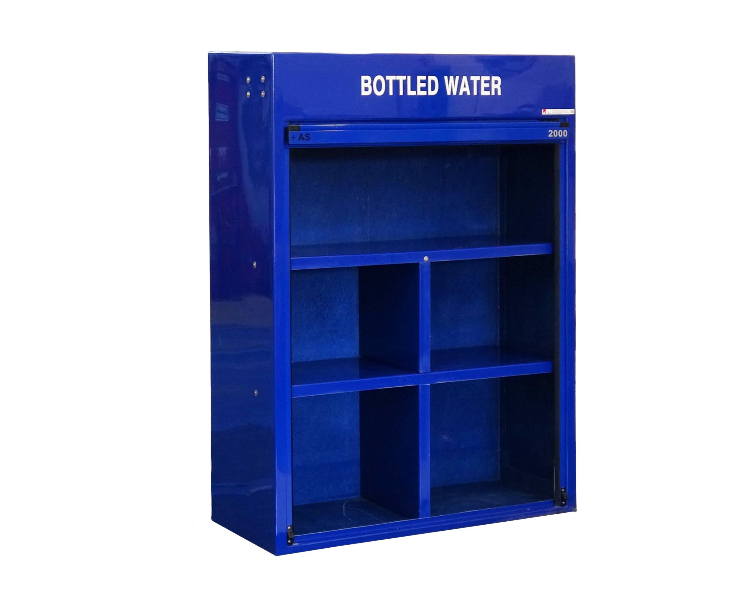 RS300 in blue open 06.10 RS300 by Jo Bird in blue RAL 5002. Customised for storing bottled water.