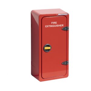 JB84 5Kg CO2 fire extinguisher cabinet by Jo Bird. Shown in red RAL3000