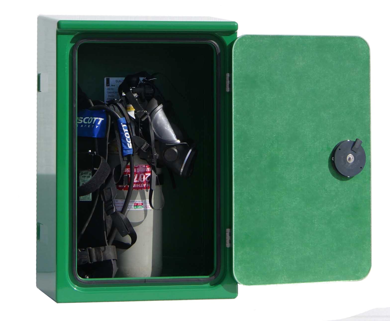 JB83BA with door open showing the SCBA in place