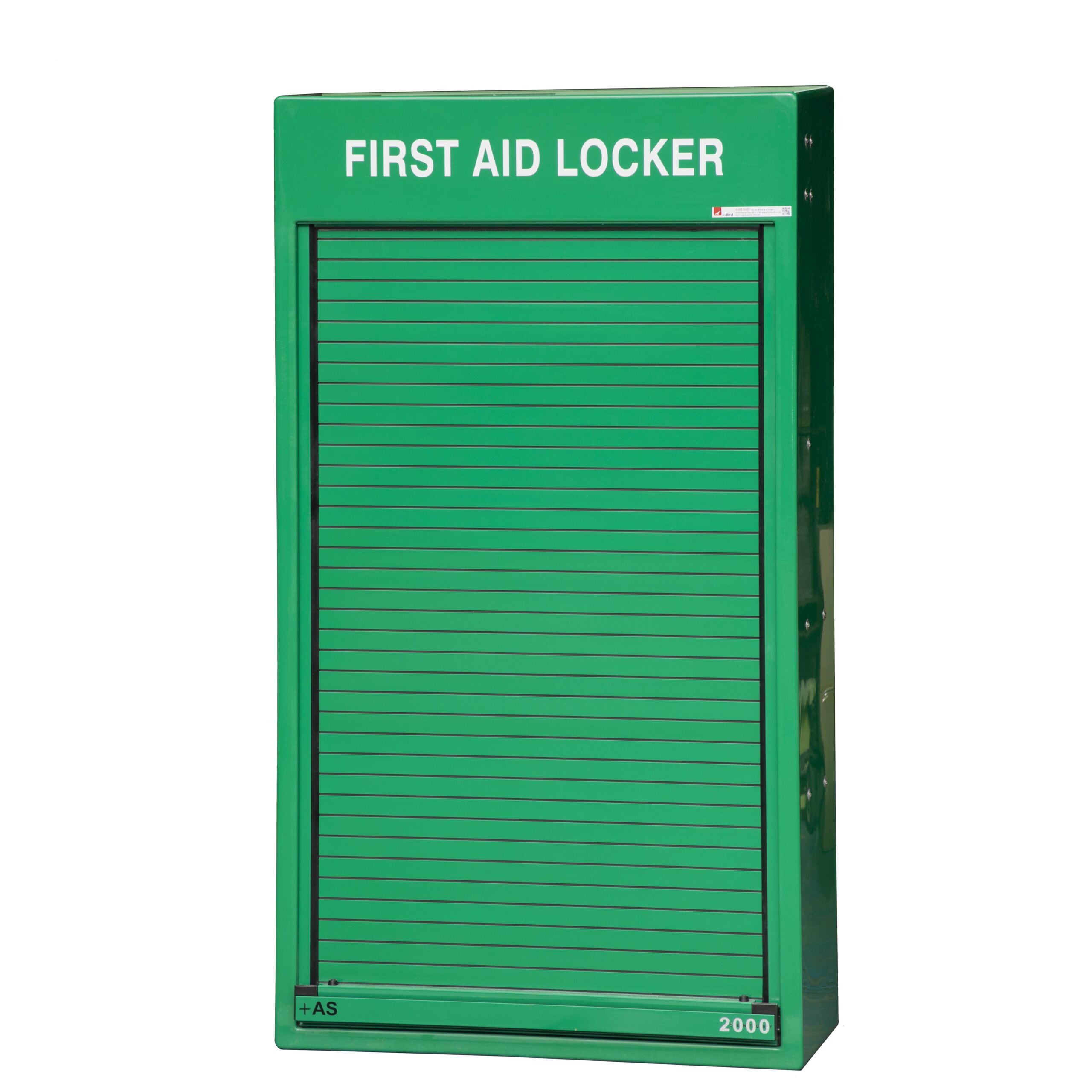 RS450FF First aid locker by Jo Bird shown with the roller door in the closed position