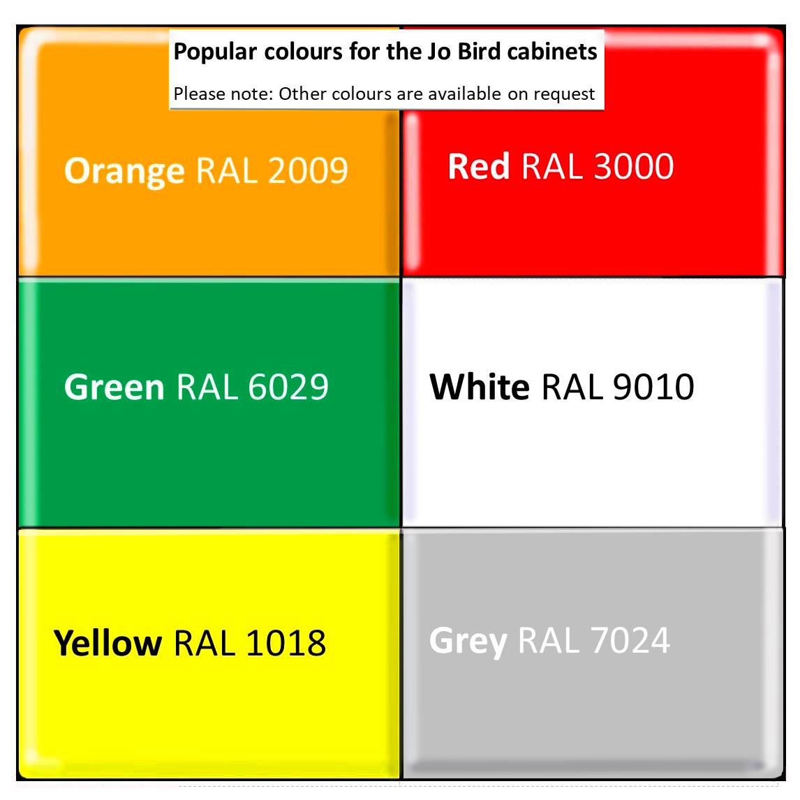 Popular colours for Jo Bird cabinets