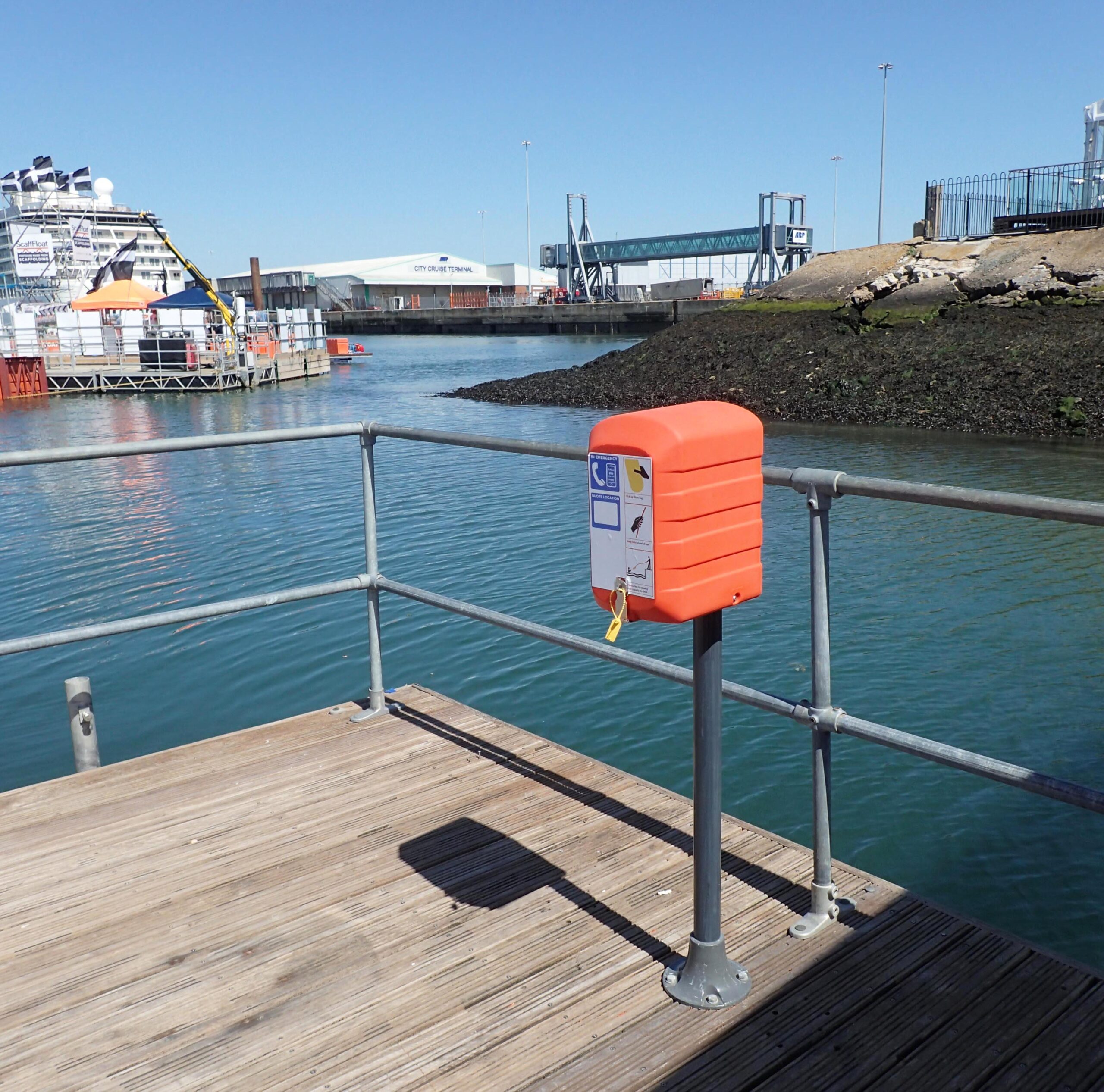 SOS603 post mounted on a pontoon